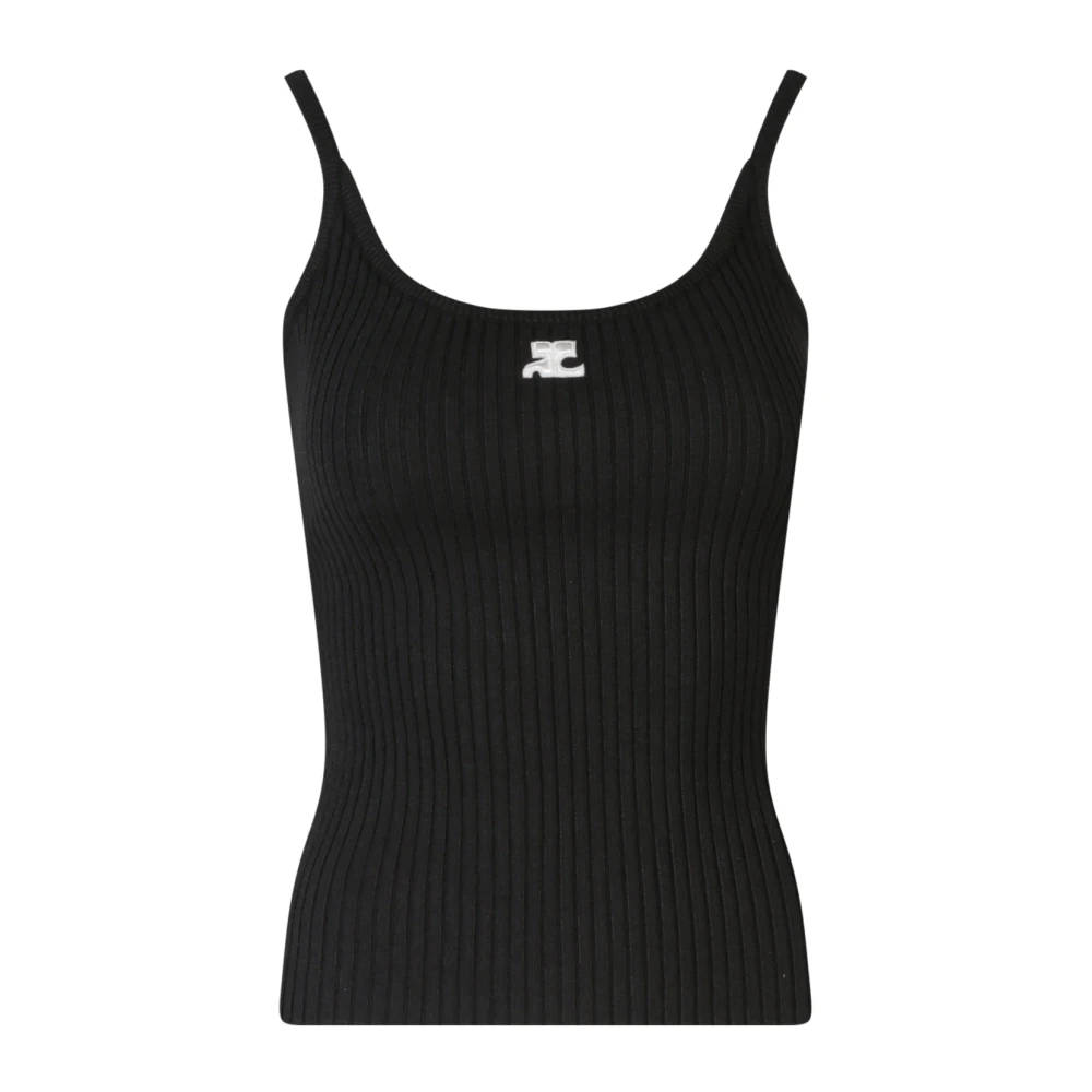 Courrèges Geribbelde Mouwloze Top Black Dames