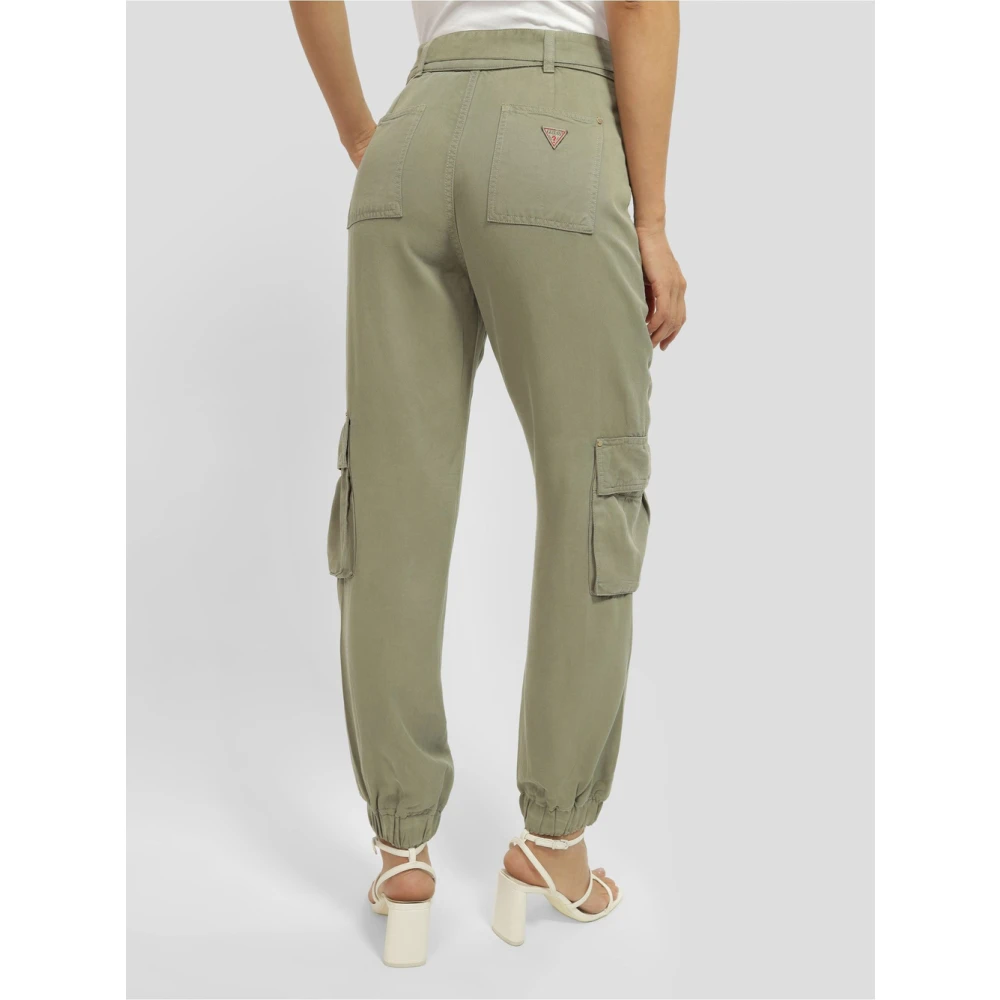 Guess Cargo Broek Licht Mos Synthetisch Lyocell Green Dames