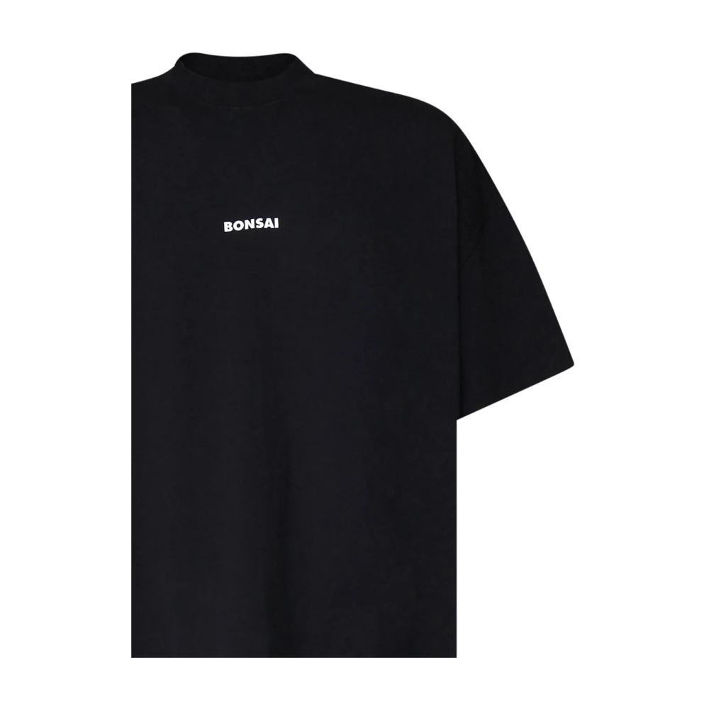 Bonsai Zwarte katoenen T-shirt met voorlogo Black Heren