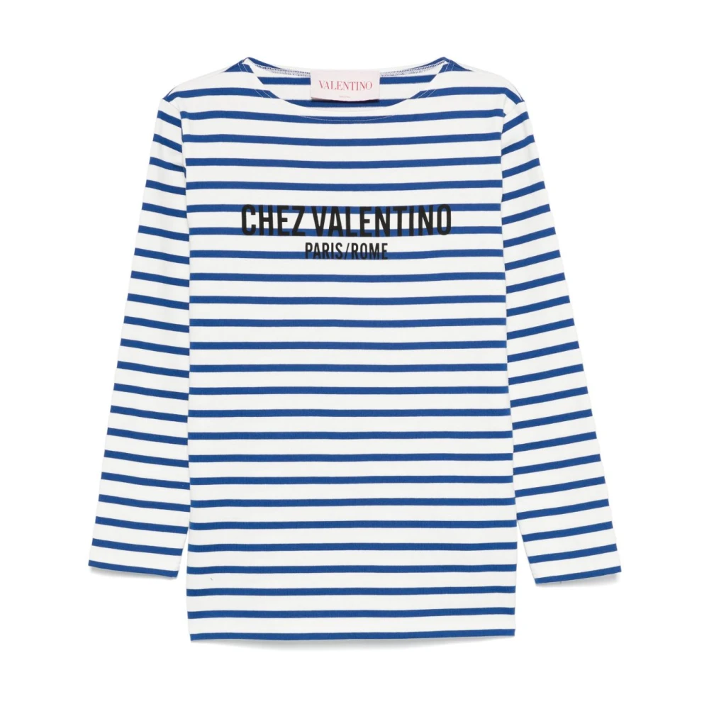 Valentino Garavani Casual katoenen T-shirt met uniek ontwerp Blue Dames
