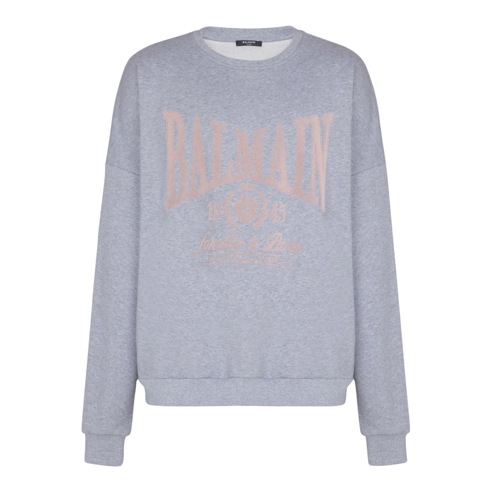 Balmain Gray Printed Cotton Sweatshirt - Male - Sweatshirts - M - Sweatshirts & Hoodies