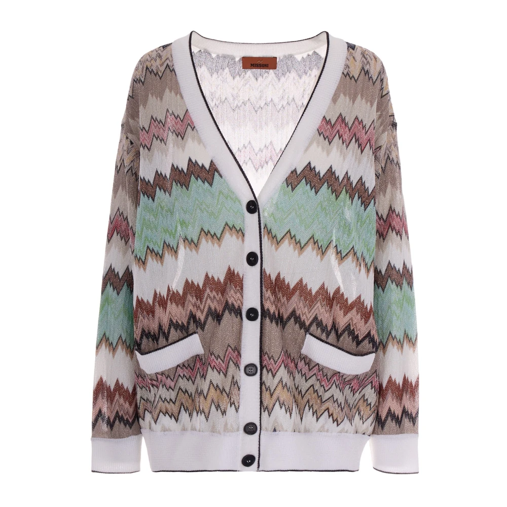 Missoni Kvinno Multicolor Stickade Tröjor Dam, M, Cardigan