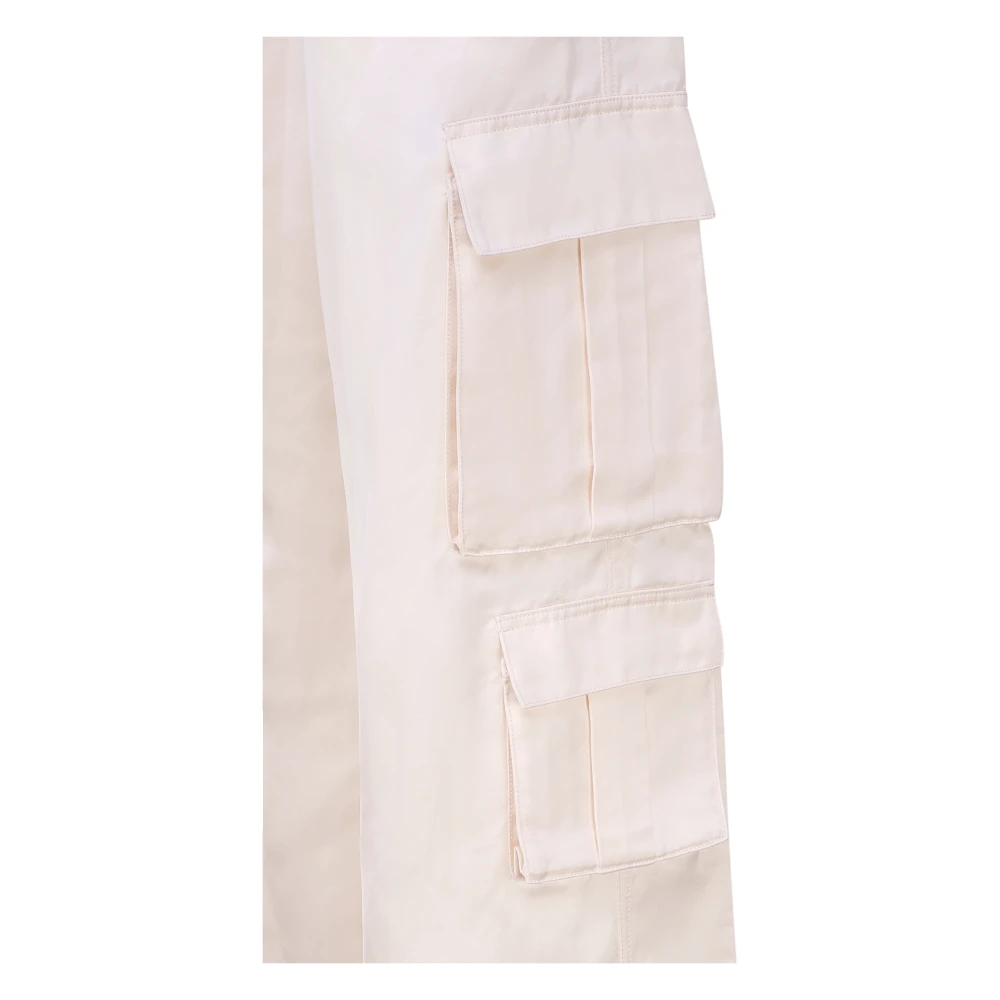 Self Portrait Satin Cargo Broek Room Linnen White Dames