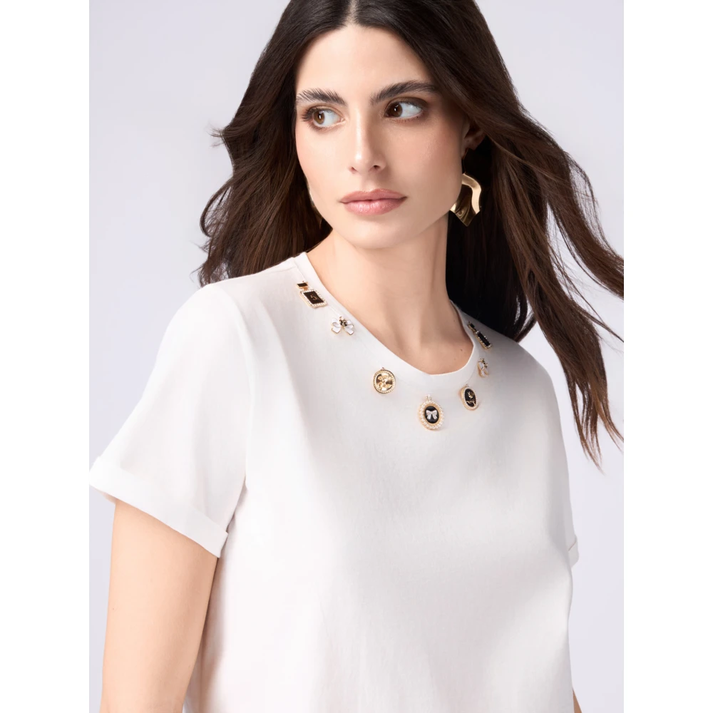Oltre T-shirt met charms White Dames