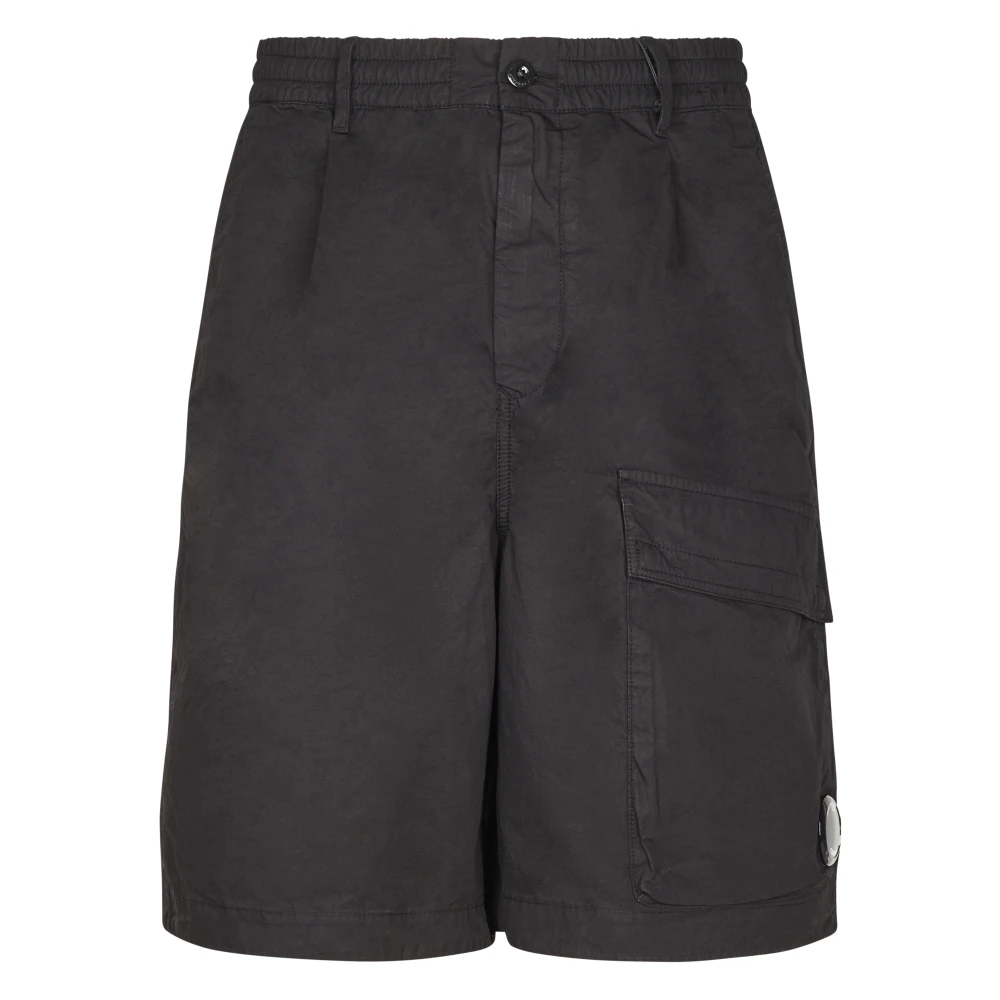 C.p. Company Men's Black Casual Shorts, Xl, Micro-Reps Boxy Lens Shorts