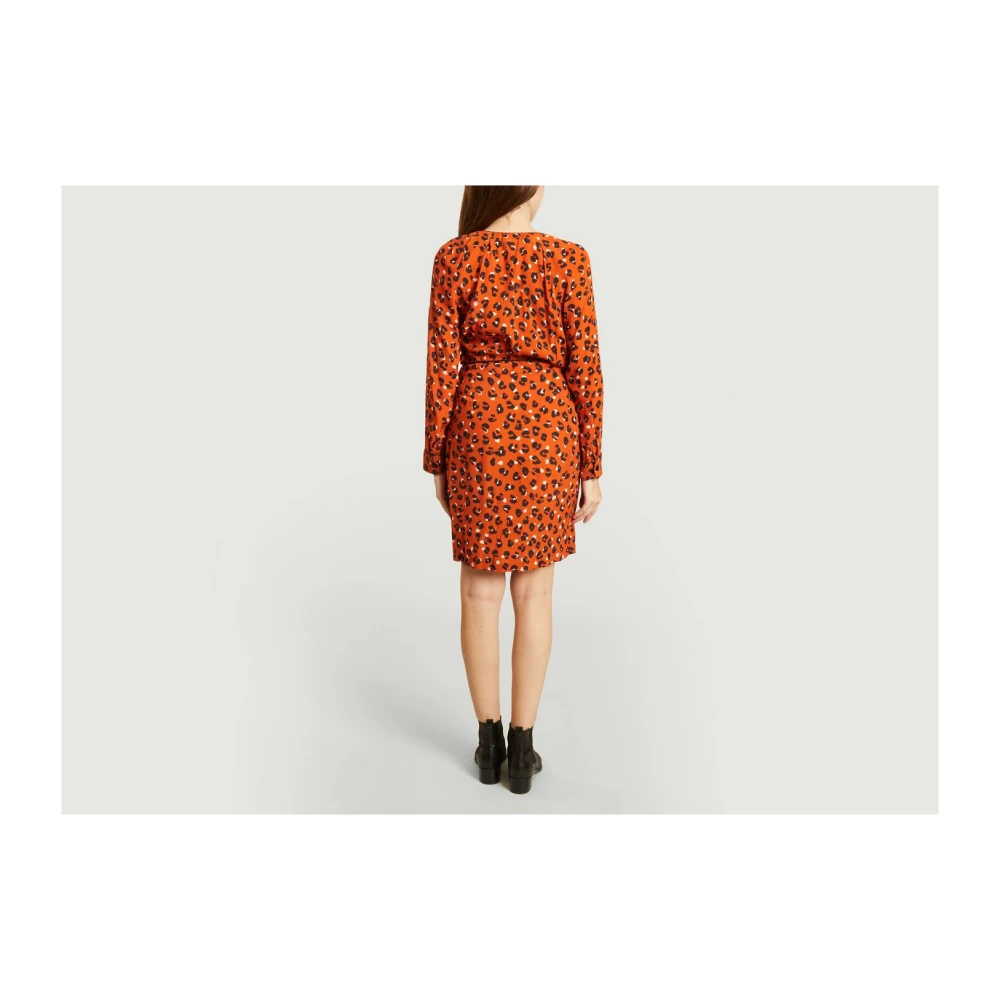 La Petite Française Rode Robin Portemonnee Jurk met Luipaardprint Red Dames