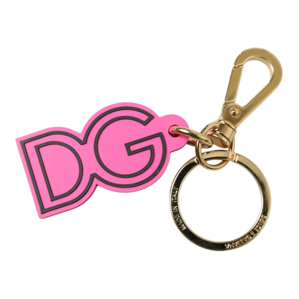 Dolce & Gabbana Elegant Goud Roze Logo Sleutelhanger Pink Dames