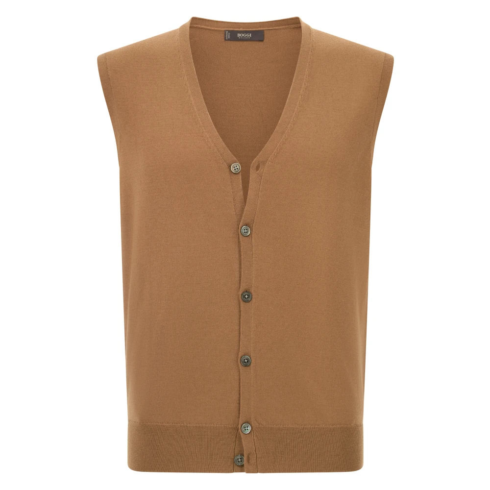 Boggi Milano Mannelijk Bruin Gebreid Merino-Weskit