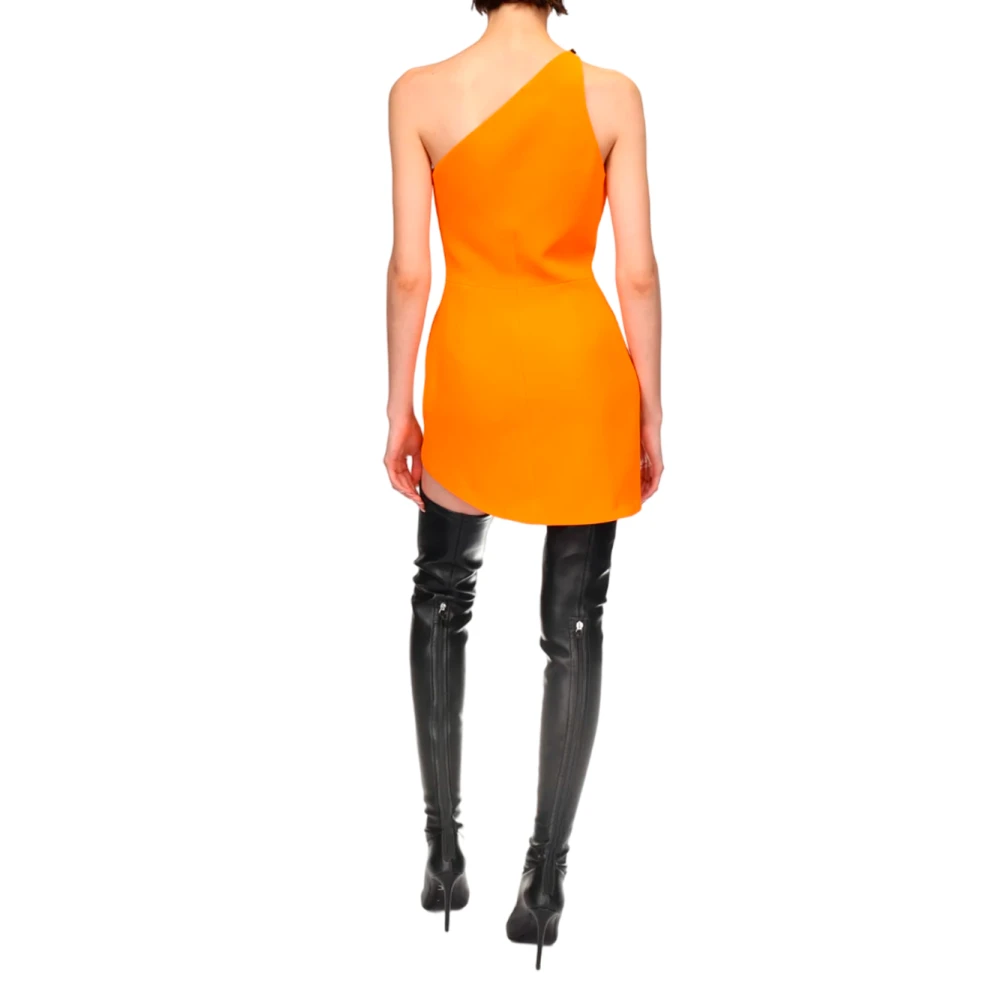 David Koma Een-schouder kristal roos mini jurk Orange Dames