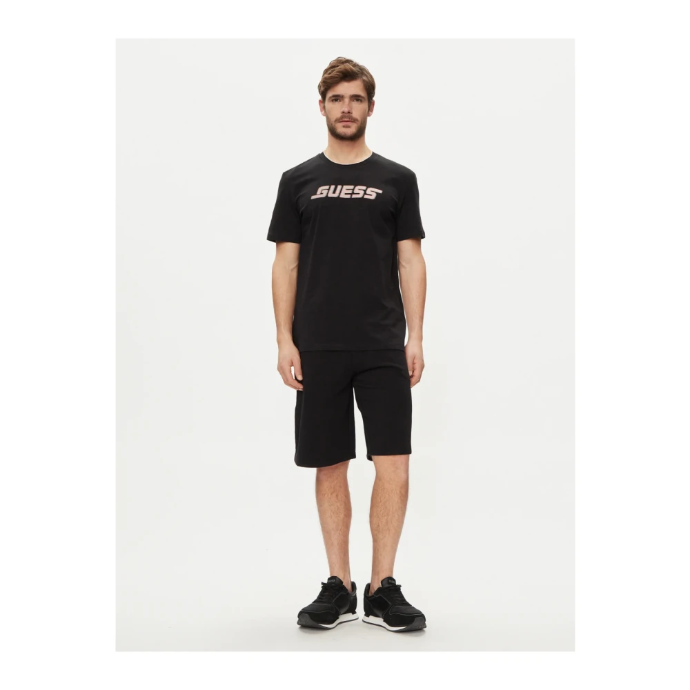 Guess Zwarte Logo Bermuda Shorts Black Heren