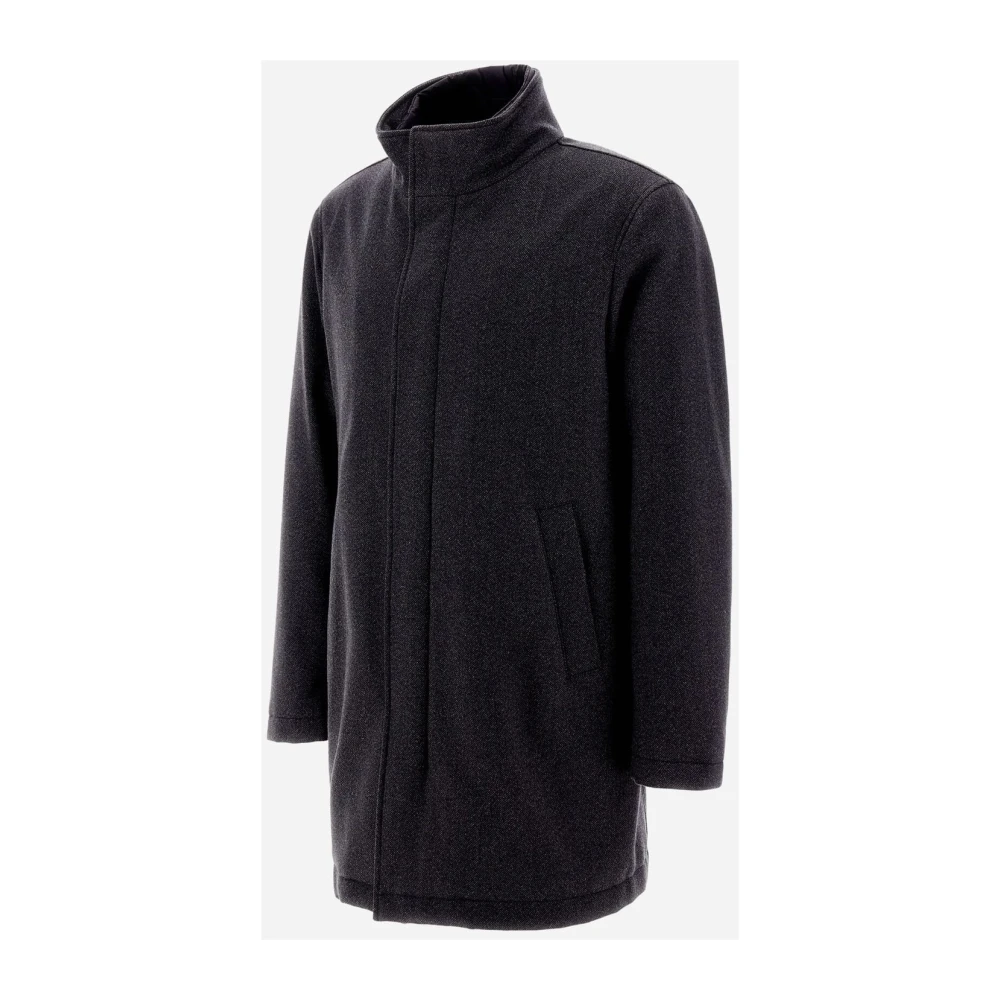 Herno Tweed wollen carcoat Black Heren
