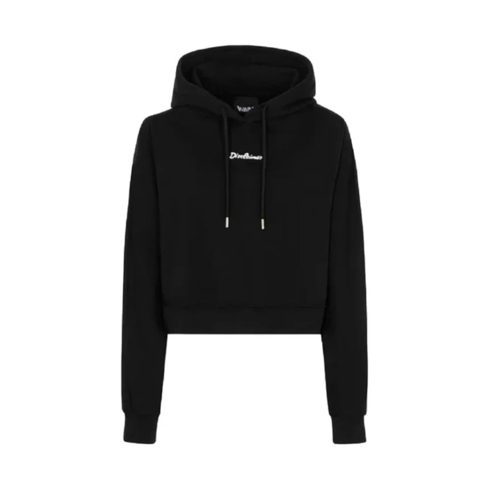 Disclaimer Zwarte Cropped Hoodie met Groot Logo Black Dames