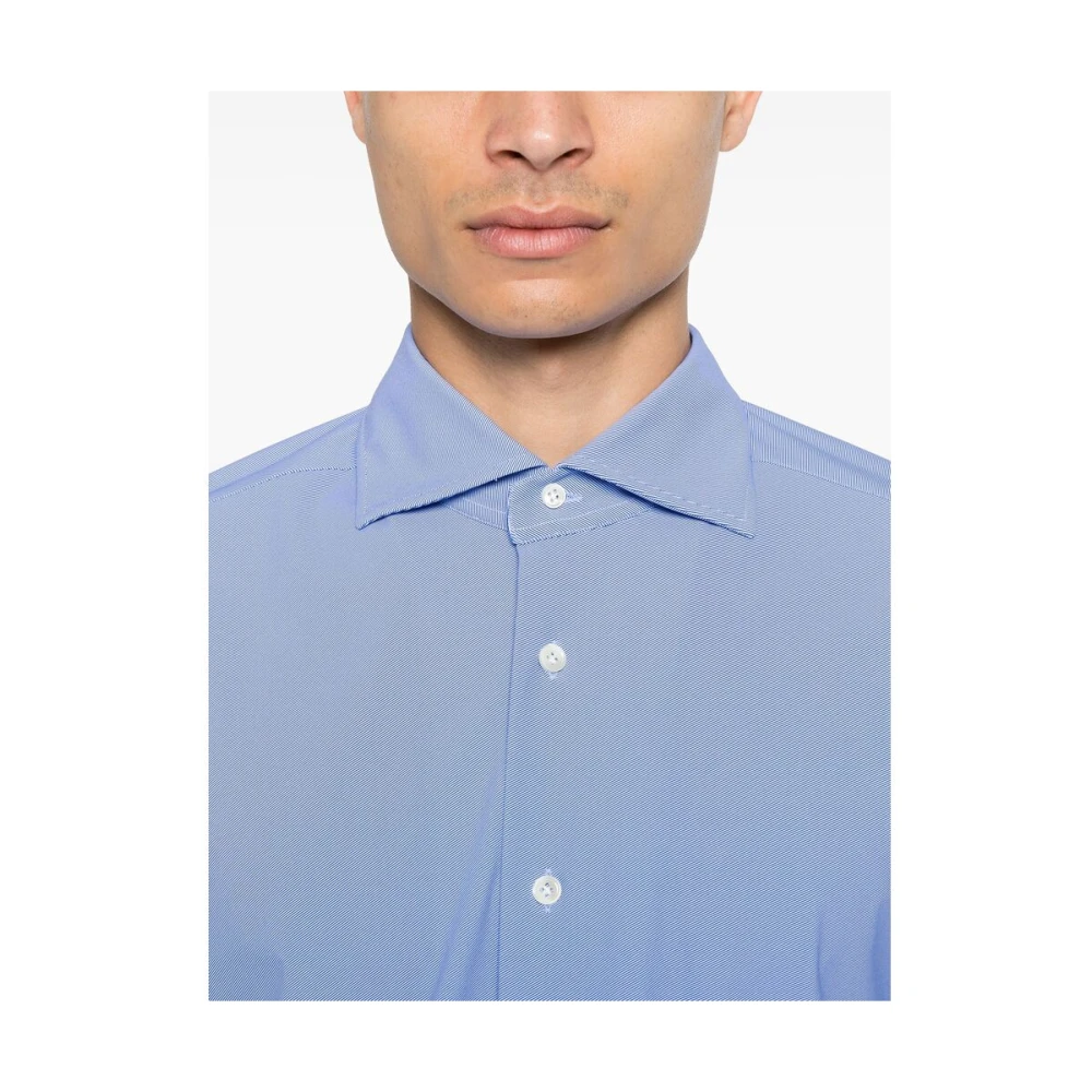 Mazzarelli Alice Blue Twill Weave Overhemd Blue Heren