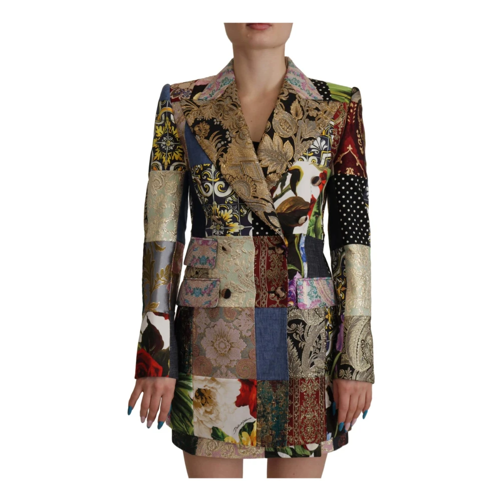 Dolce & Gabbana Women's Multicolor Blazers,, Patchwork Jacquard Blazer Jacket 3XS