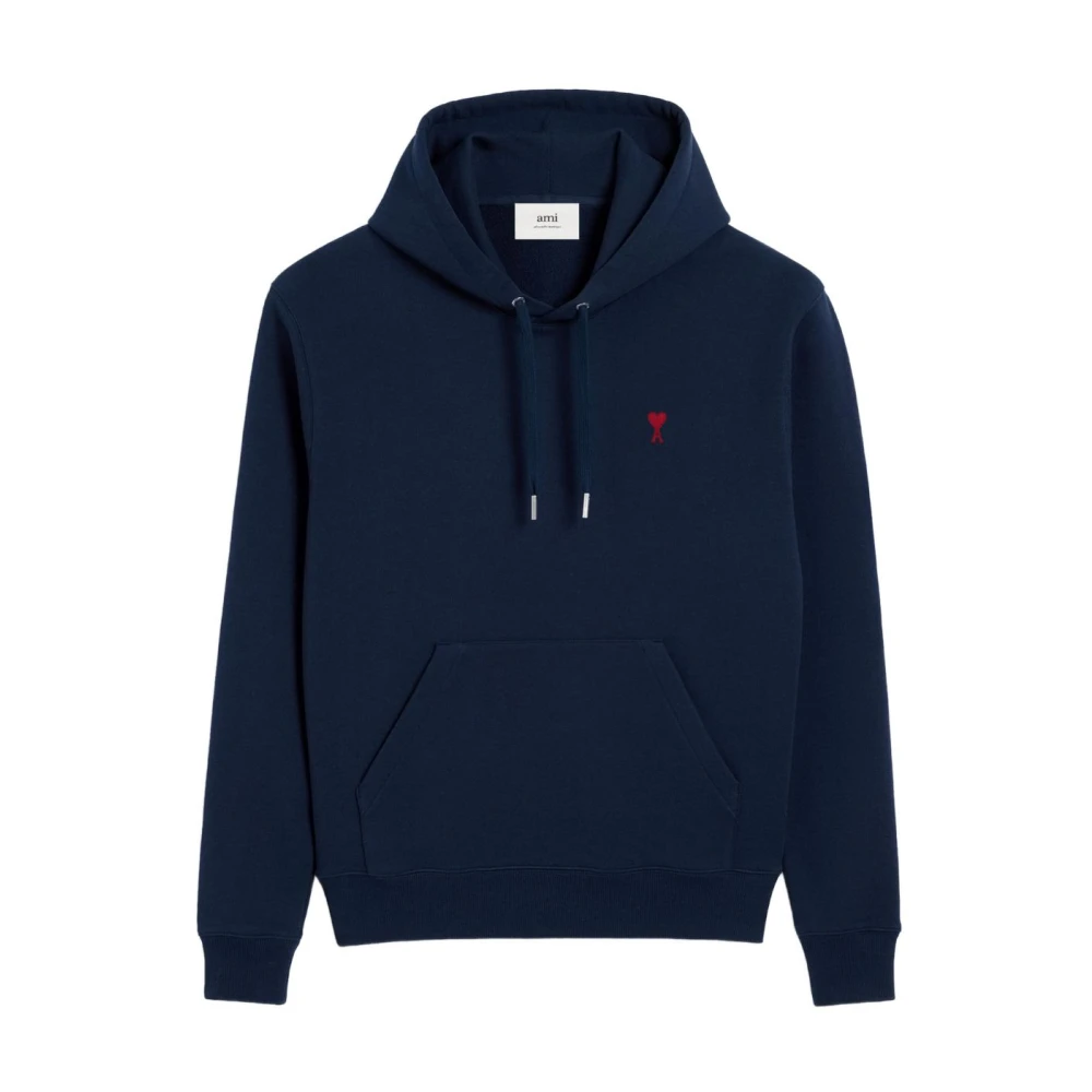 Ami Paris Mannelijk Blauw Hoodies & Sweatvesten Heren, Xl, Katoen, Ami De Coeur Hoodie