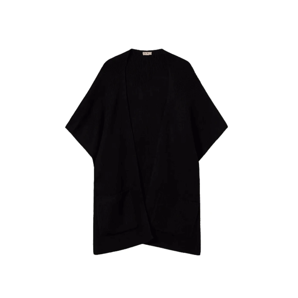 Twinset Zwarte Poncho met Handtekeningstijl Black Dames