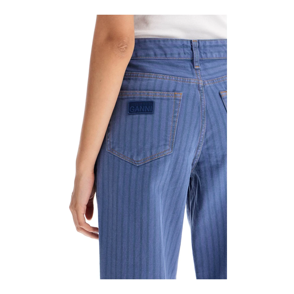 Ganni Rechte Jeans met Verticale Streep Blue Dames