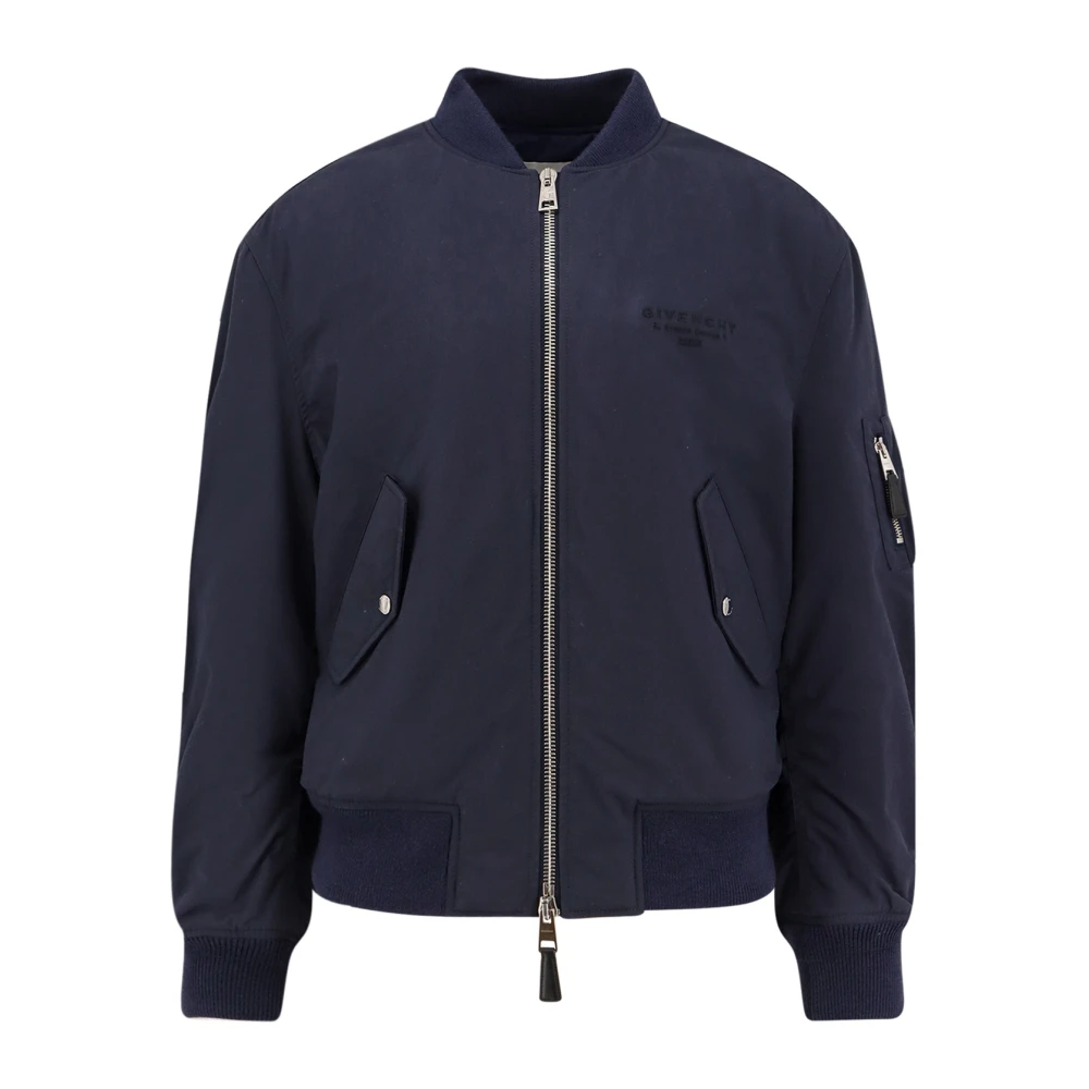 Givenchy Herr Blå Jackor M, Bomull, Jackor Med Dold Dragkedja