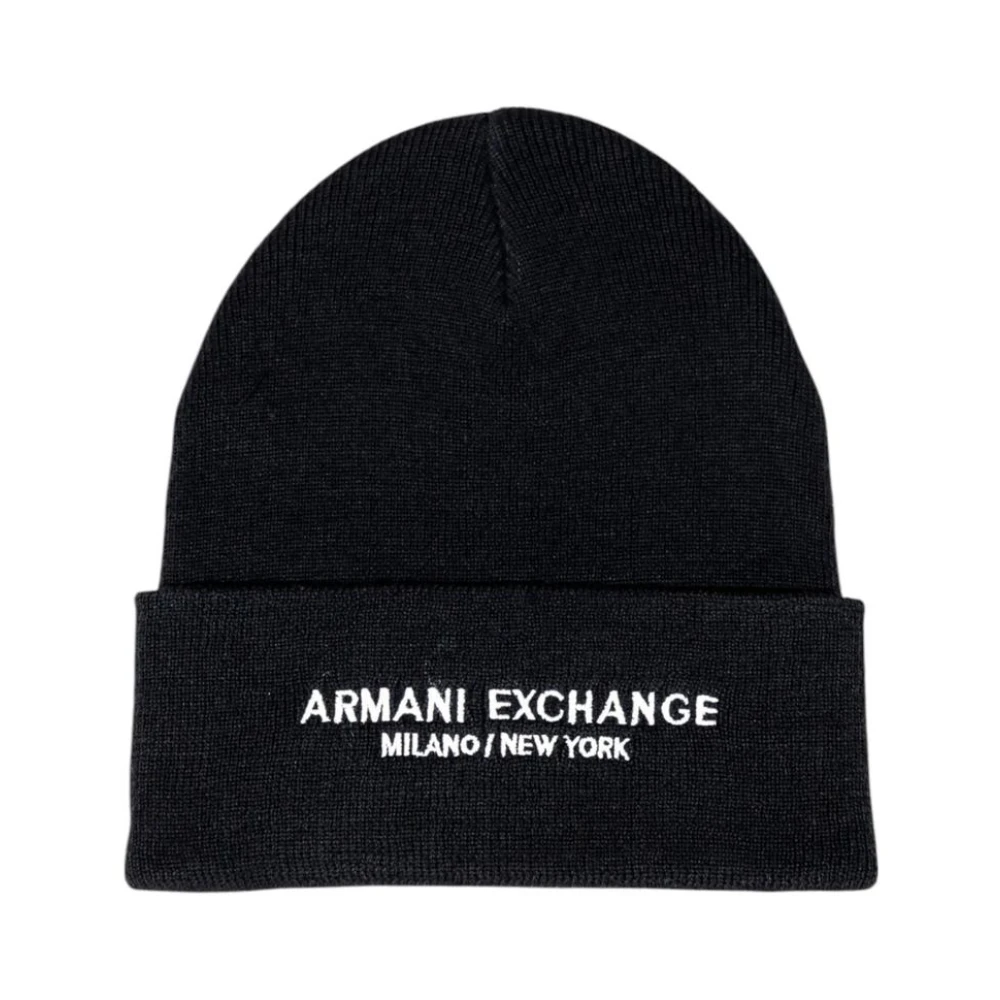 Armani Exchange Logo Beanie, Black, Men - Image 4