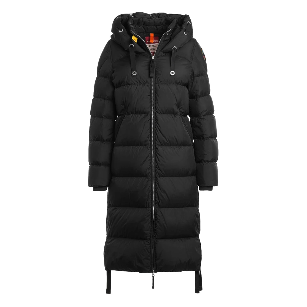 Parajumpers Lange Gewatteerde Jas met Capuchon Black Dames