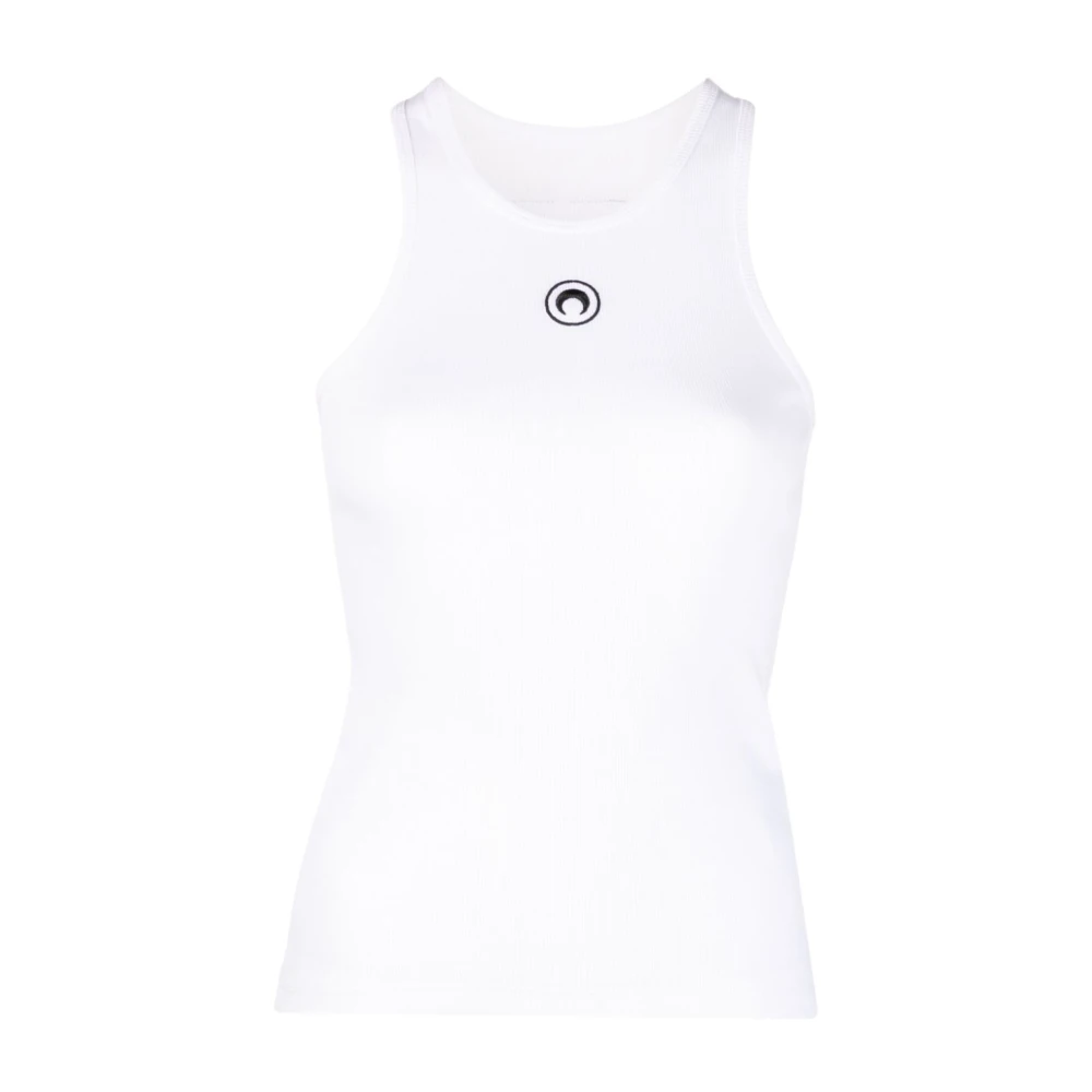 Marine Serre Women's White Sleeveless Tops, L, Sleeveless Top