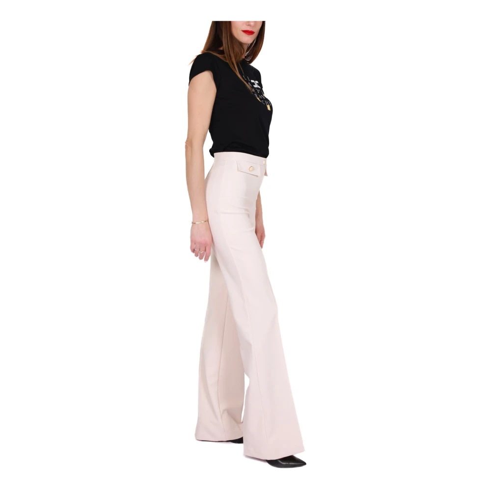 Elisabetta Franchi Boter Crepe Flare Broek Beige Dames