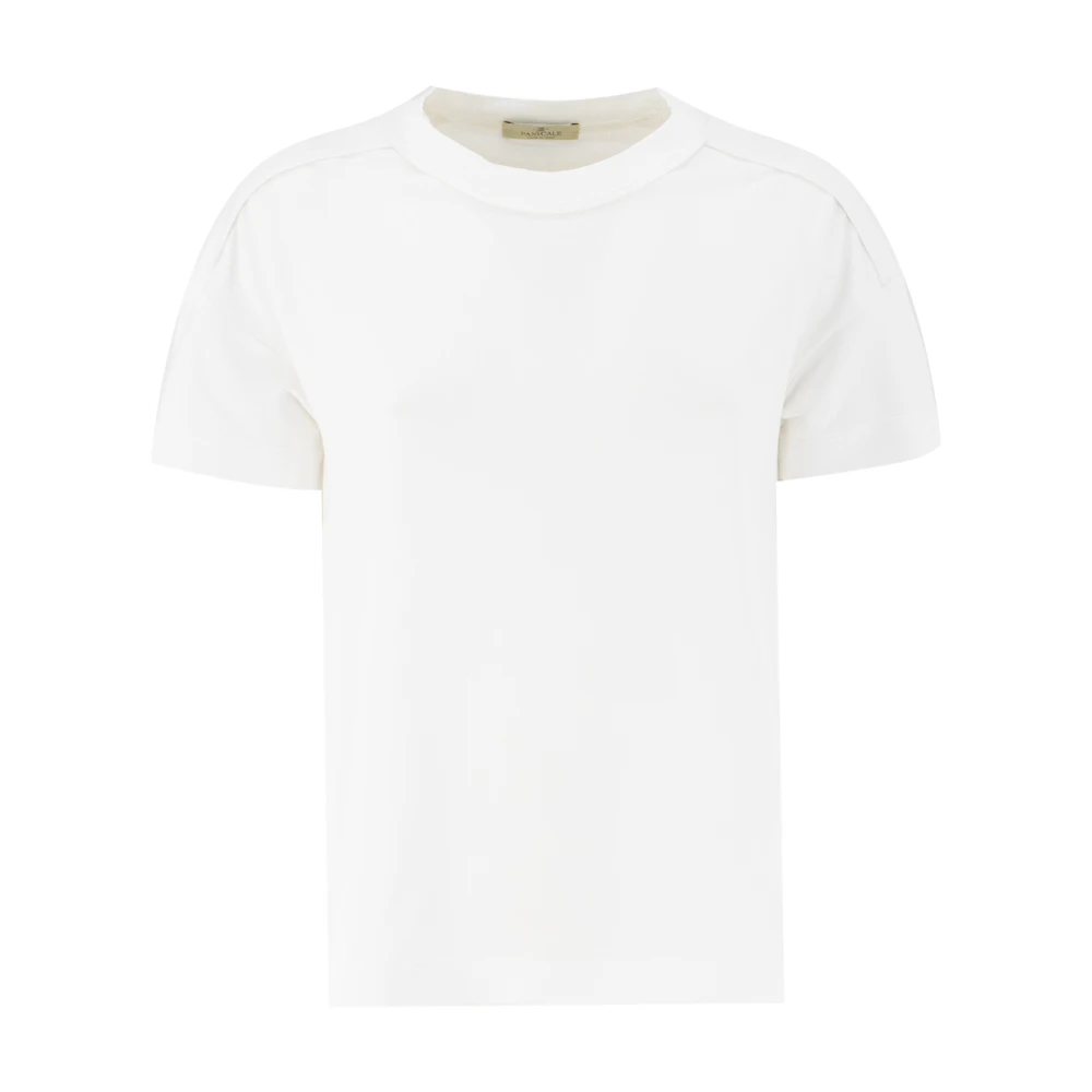Panicale Geborduurde Crew-neck T-shirt voor de lente White Dames