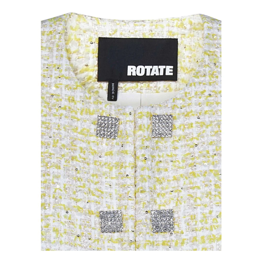 Rotate Birger Christensen Gele Bouclé Tweed Cropped Blazer Yellow Dames