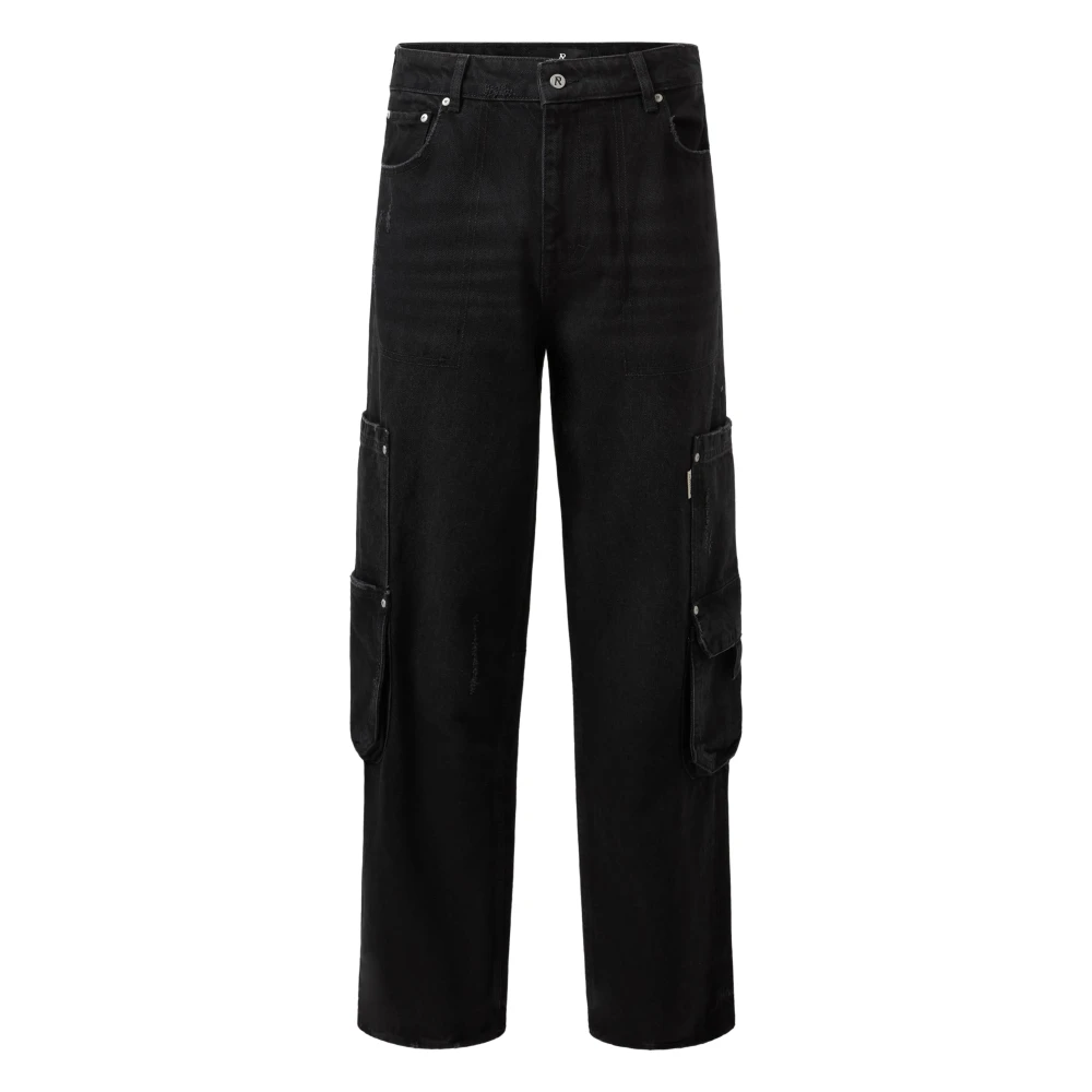 Represent Zwarte Workshop Denim met Unieke Details Black Heren