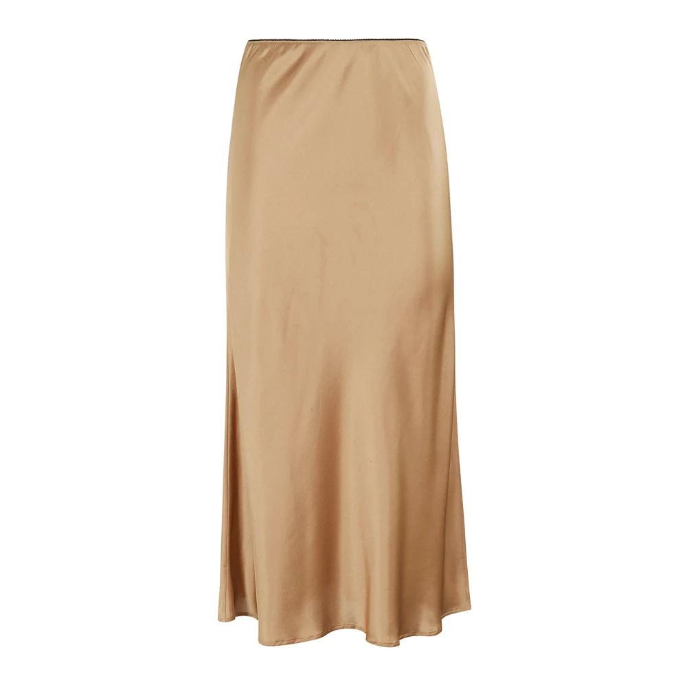 Roberto Collina Stretch Satijnen Midi Rok Brown Dames