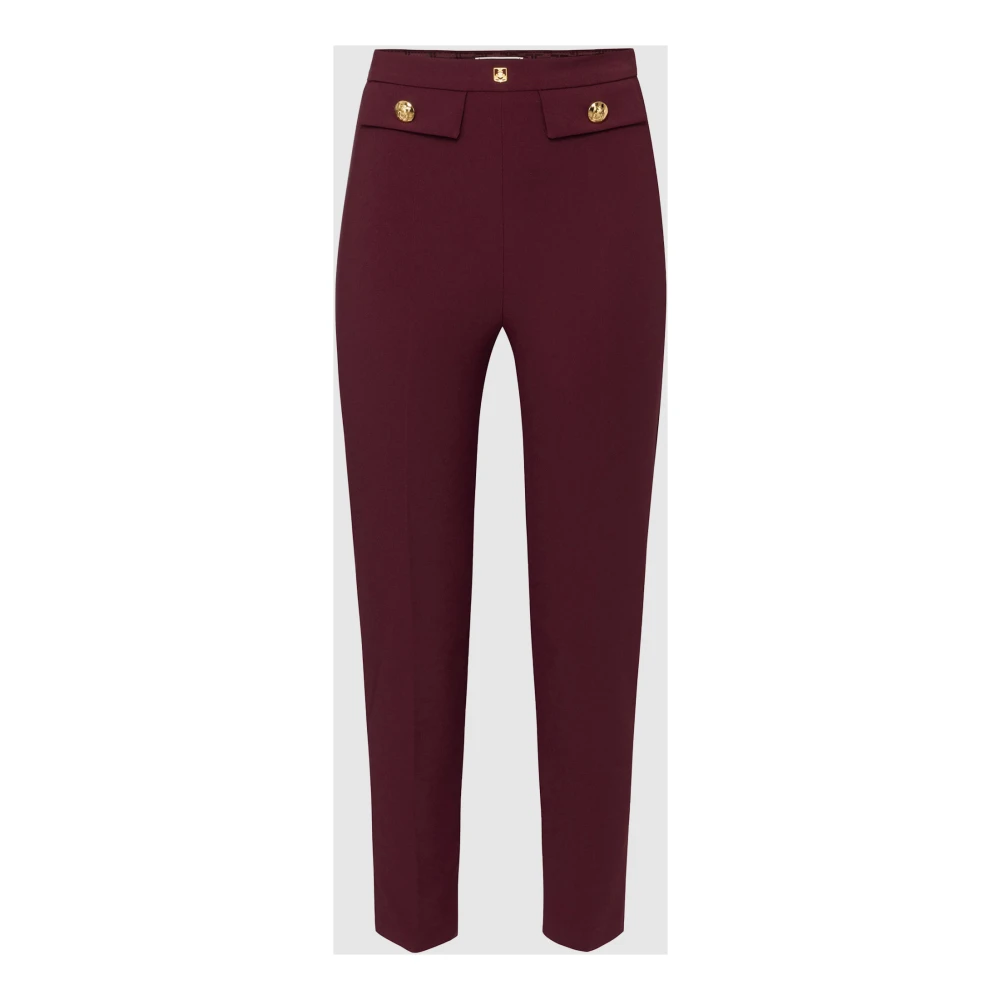 Elisabetta Franchi Anklebroek met gouden knopen Red Dames