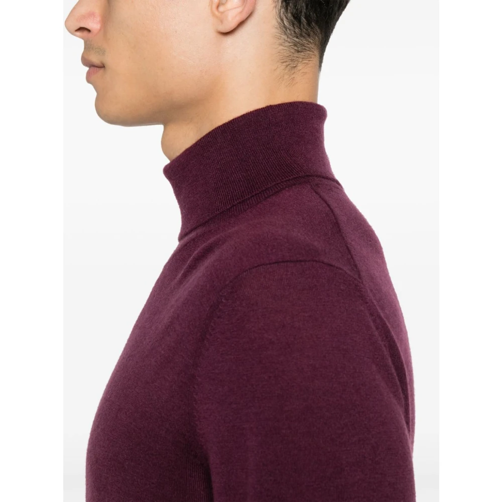 Hugo Boss Paarse Kasjmier Coltrui Sweater Red Heren