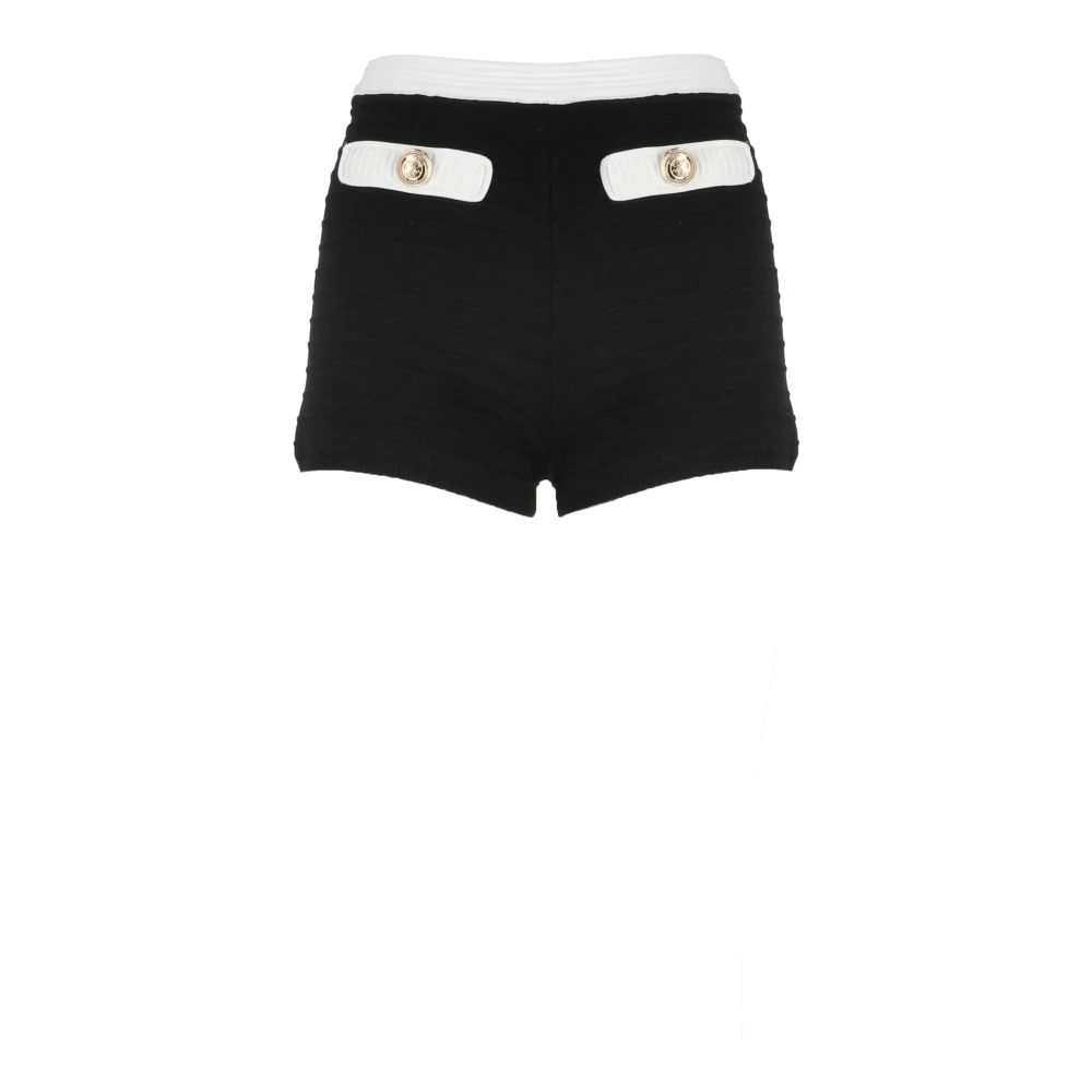 Retrofête Zwarte shorts met contrasterende taille Black Dames