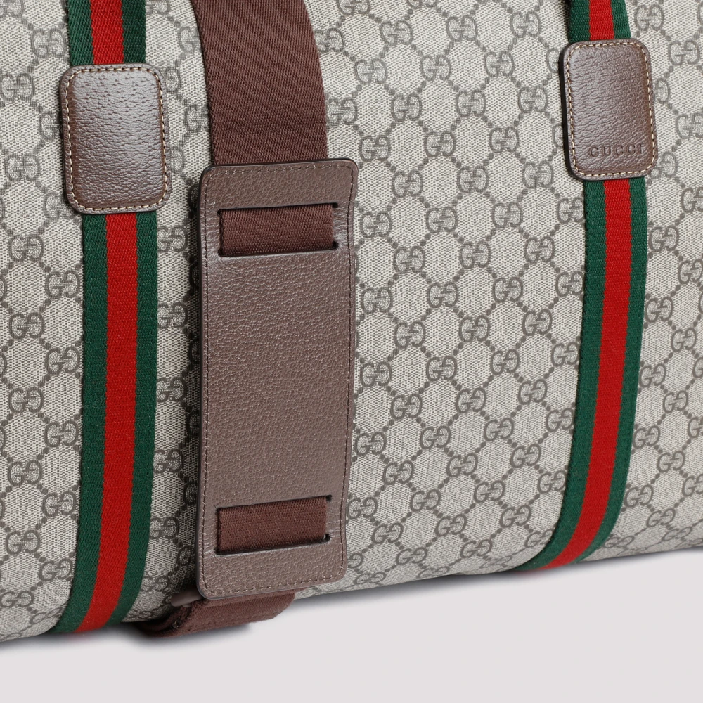 Gucci Katoenen Duffel Tas Beige Heren
