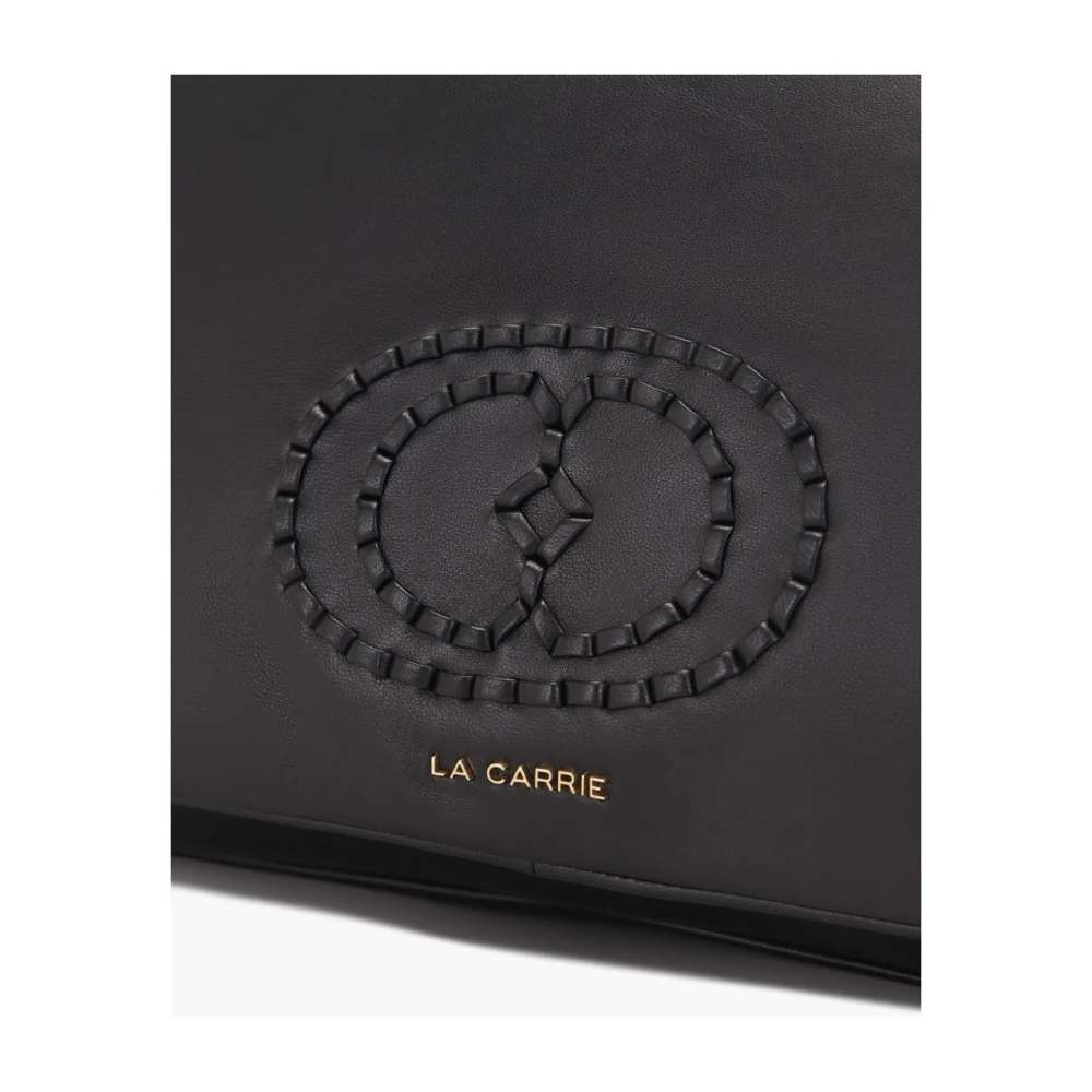 La Carrie Geweven Logo Schoudertas Zwart Black Dames