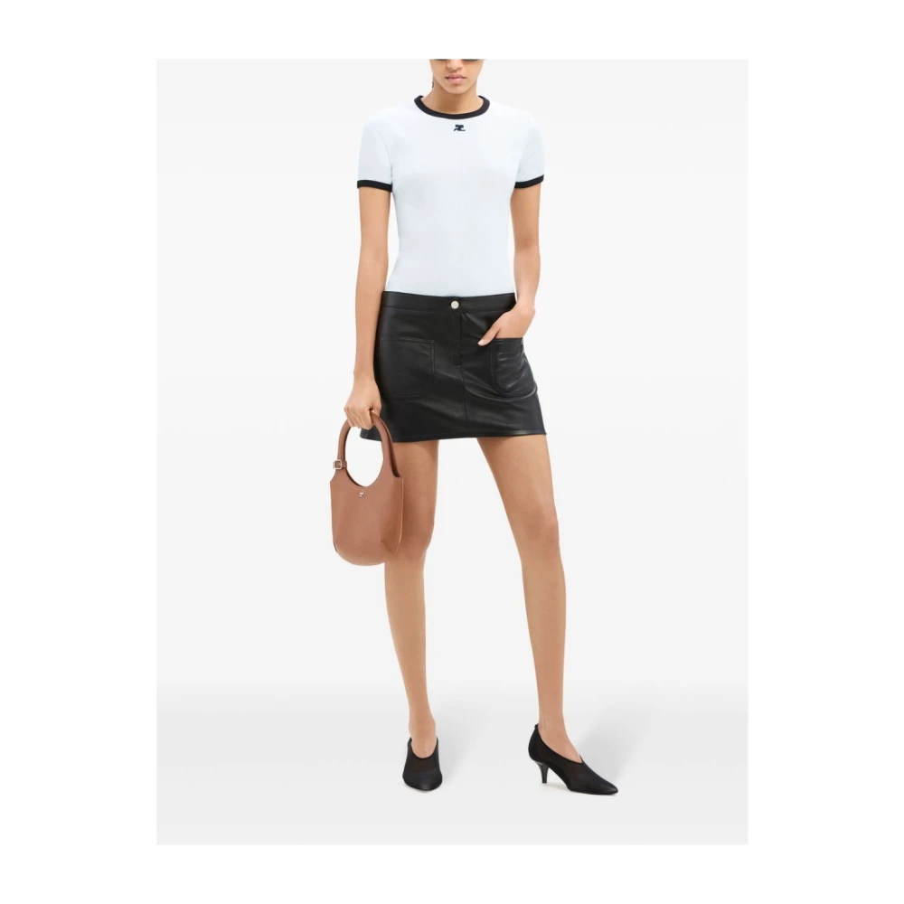 Courrèges Wit Jersey T-shirt met Logo Borduurwerk White Dames