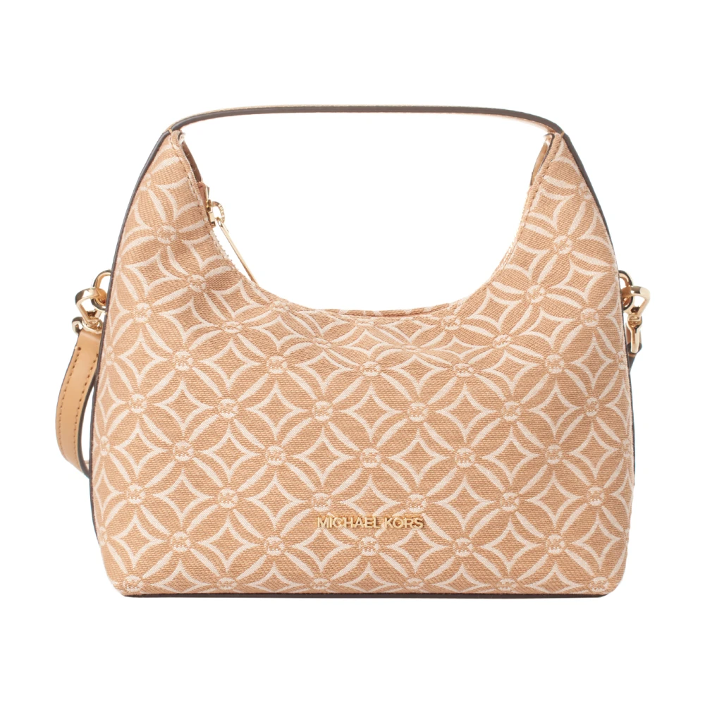 Michael Kors Geometrische Hobo Tas met Ritssluiting Beige Dames