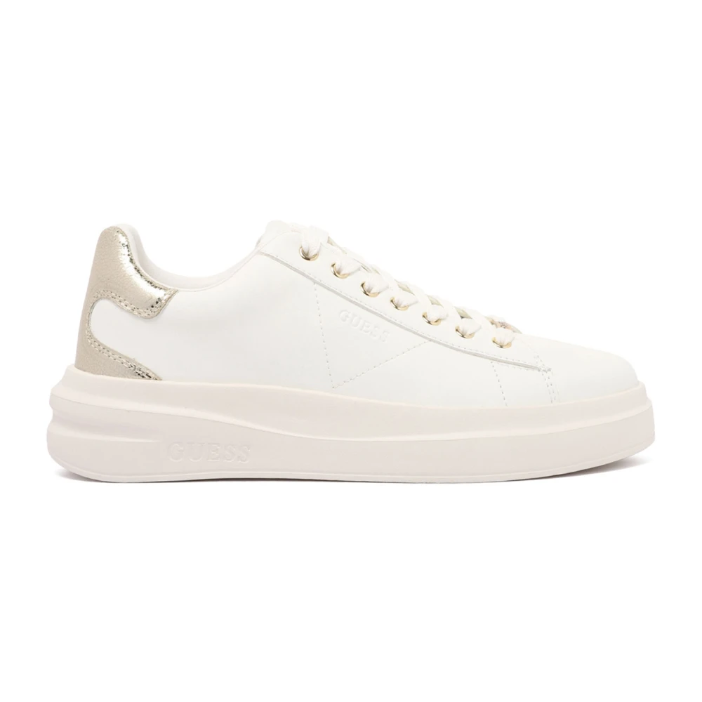Guess Women's White Sneakers, 7 Uk, Elbina Leather Trainers