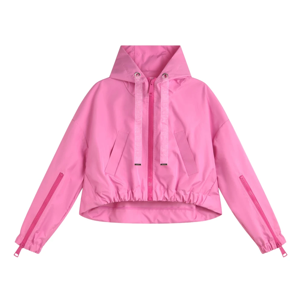 Khrisjoy Moderne Windbreaker Jas met Verstelbare Capuchon Pink Dames