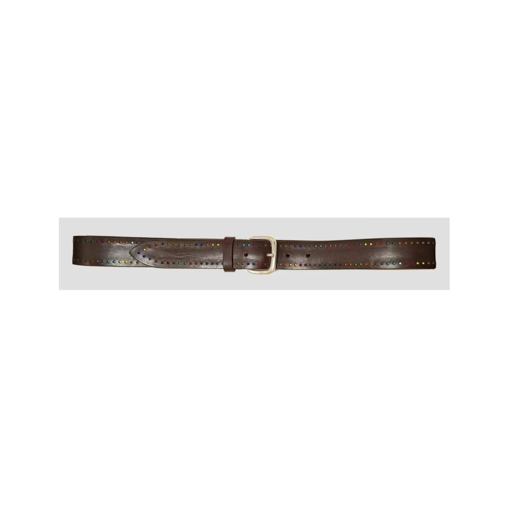Orciani Bruine leren riem met versierd profiel Brown Heren