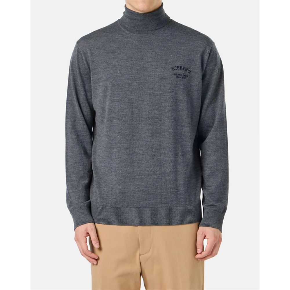 Iceberg Wollen coltrui met logo Gray Heren