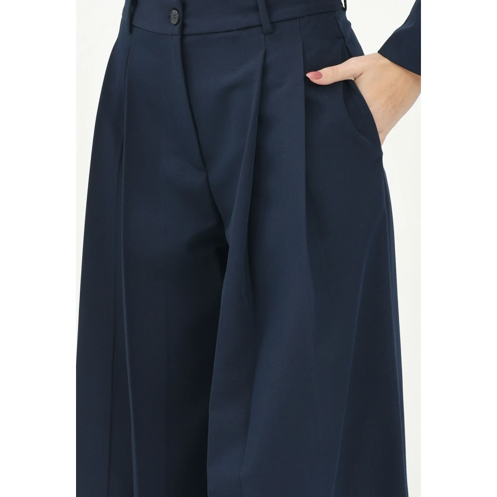 ViCOLO Blauwe Elegante Wijde Broek Blue Dames