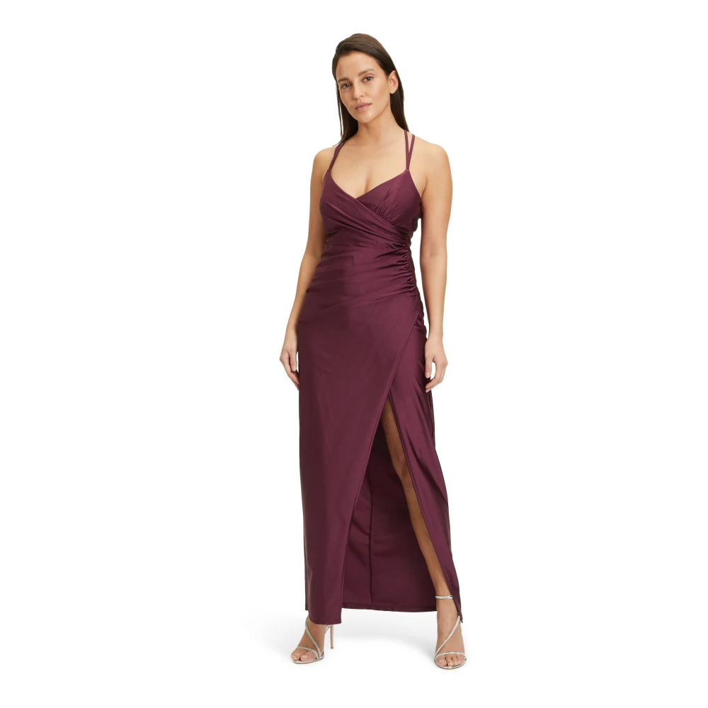 Vera Mont Elegante Avondjurk met Open Rug Design Purple Dames