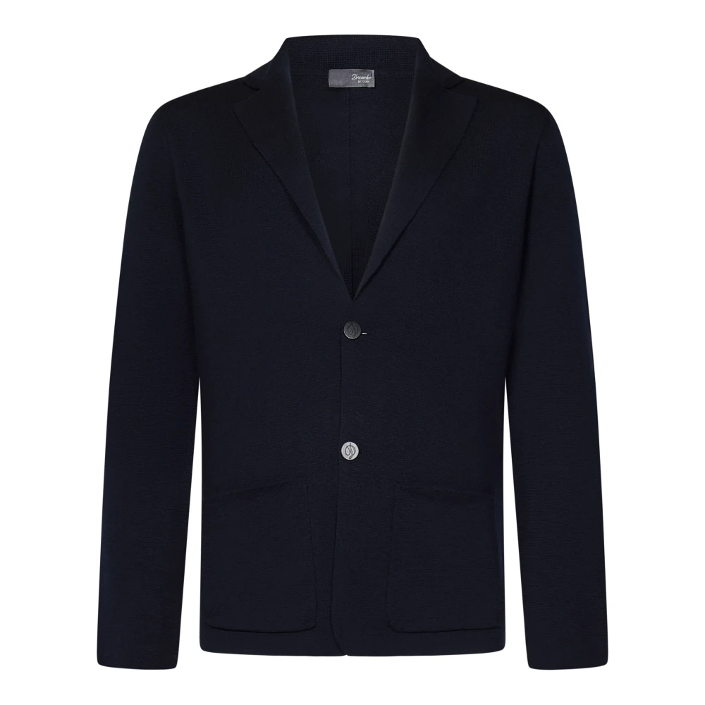 Drumohr Blauwe Merinowollen Blazer Buitenkleding Blue Heren