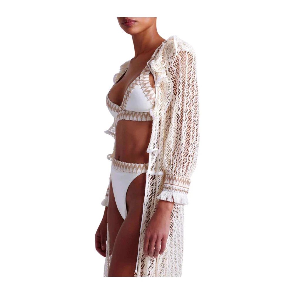 Patbo Elegante Kant Kimono met Ruches White Dames