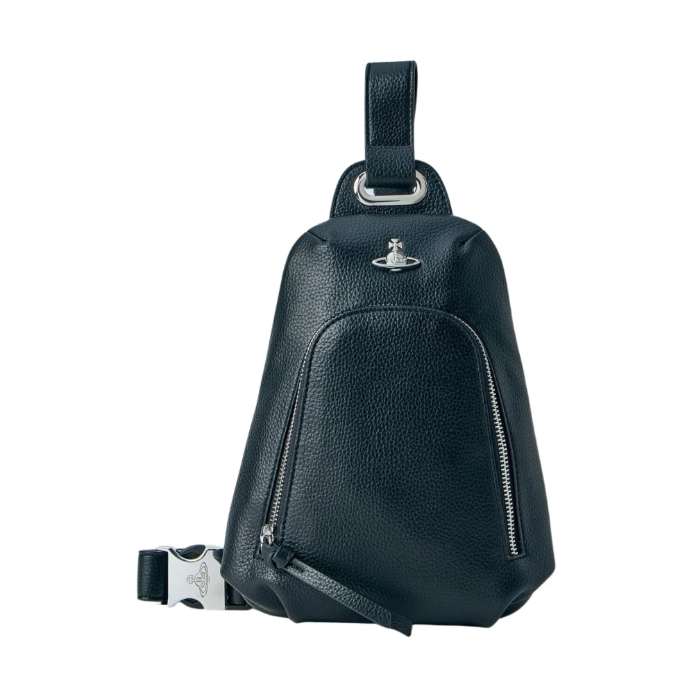 Vivienne Westwood Men's Black Leather Crossbody Bag - Cross Body Bags - One Size - Bags
