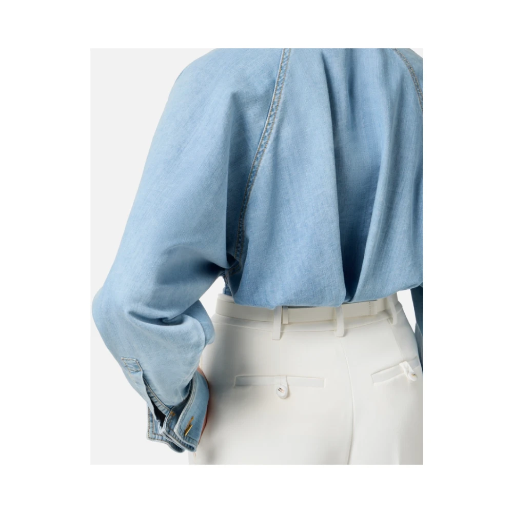 Elisabetta Franchi Denim Peplum Shirt Clear Blue Dames