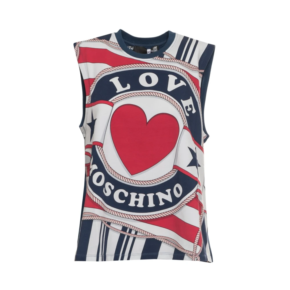 Moschino Mouwloos Katoenen T-shirt met Logo Multicolor Dames