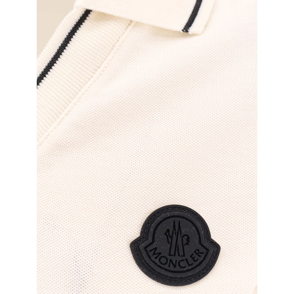 Moncler Katoenen Polo Shirt met Contrasterende Profielen White Dames