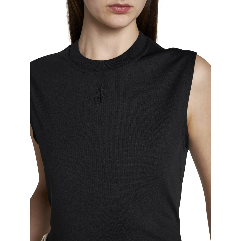 JW Anderson Zwarte Mouwloze Top met Geborduurd Logo Black Dames
